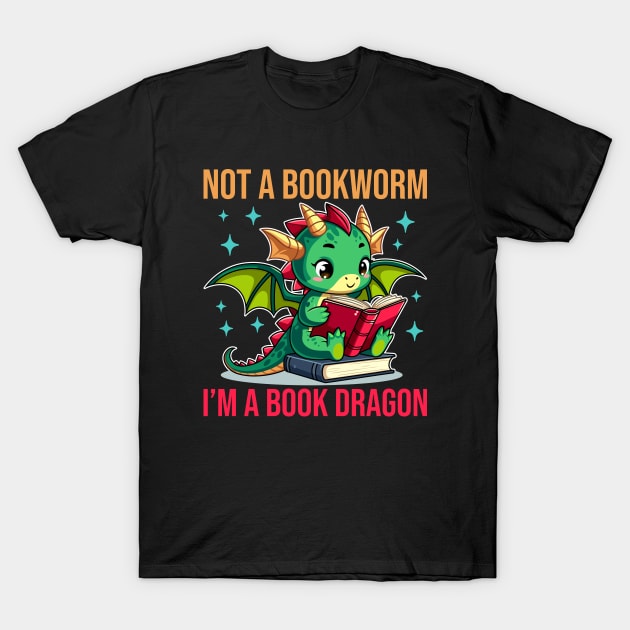 Cute Book Dragon T-Shirt by JS Arts